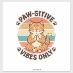Adesivo Vibrações Positivas Apenas Gato Meditando Design R