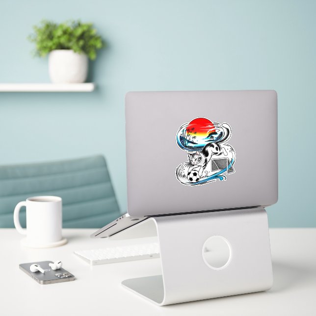 Adesivo Vibrant Japanese Soccer Cat - For anime art fans (Laptop na mesa)