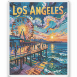 Adesivo Vibrant Los Angeles Pier Sunset Van Gogh Vintage
