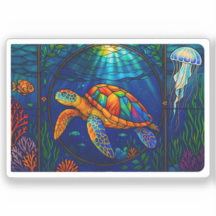 Adesivo Vibrante Design de Tartaruga Marinha em Vidro Colo