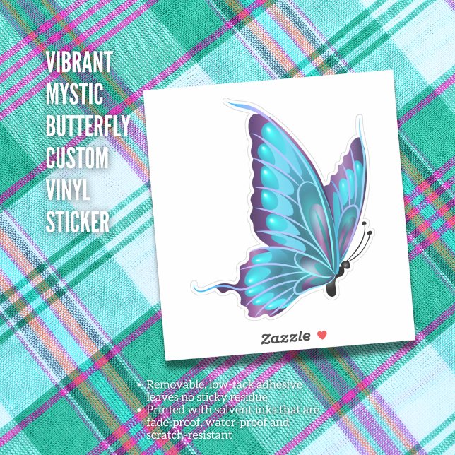 Adesivo Vibrante Vibrante Vibrante Vinheta Personalizada D (Blue Butterfly Decorative Custom Vinyl Sticker)