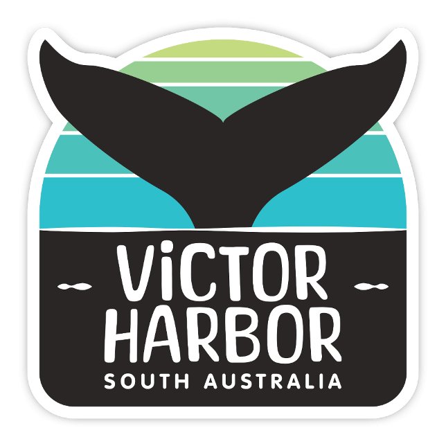Adesivo Victor Harbor, sudoeste australiano Sticker (Victor Harbor, South Australia Whale Tail Retro Arch Shaped Sticker)