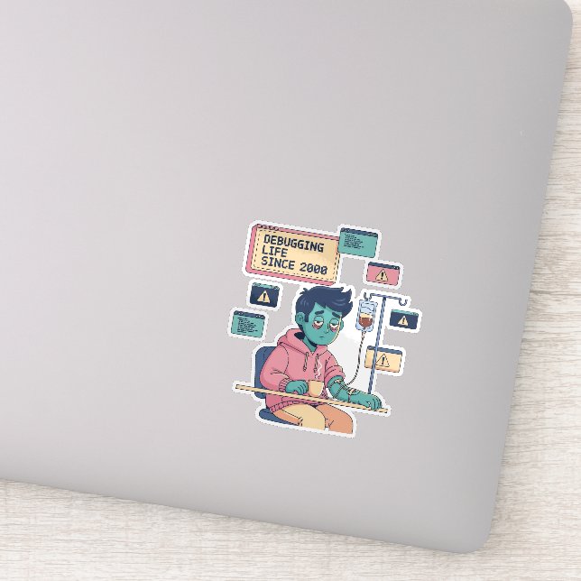 Adesivo Vida de Depuração Geeka Programador (Detalhe)