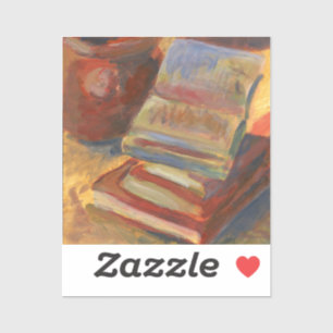 Adesivo Vida estática com pintura de livros