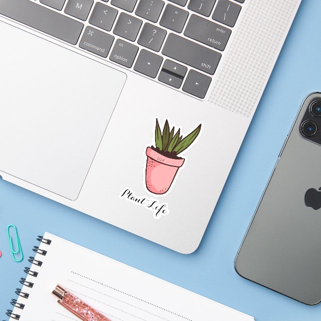 Adesivo Vida Vegetal Personalizada com Suculentos Vazados (Notebook com iPhone)