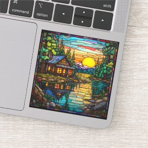 Adesivo Vidro Aparentado Cabina, Lago, Decal Sunset