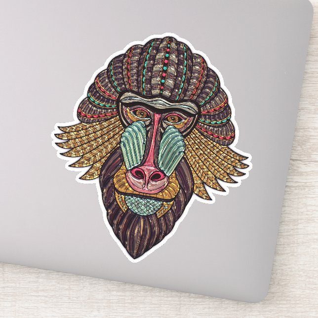 Adesivo Vidro escondido parece obra de arte africana anima (Detalhe)