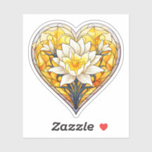 Vidro Estido Daffodils Coração