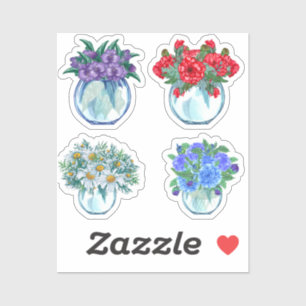 Adesivo Vidro Floral Vases Stickers