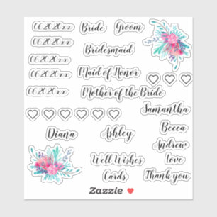 Adesivo Vidro floral Wedding das datas dos nomes da