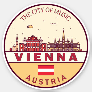 Adesivo Viena, Áustria, Cidade do Skyline Emblem