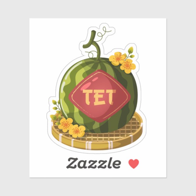 Adesivo Vietnamese Tet Lucky Watermelon Hoa Mai Flowers (Folha)