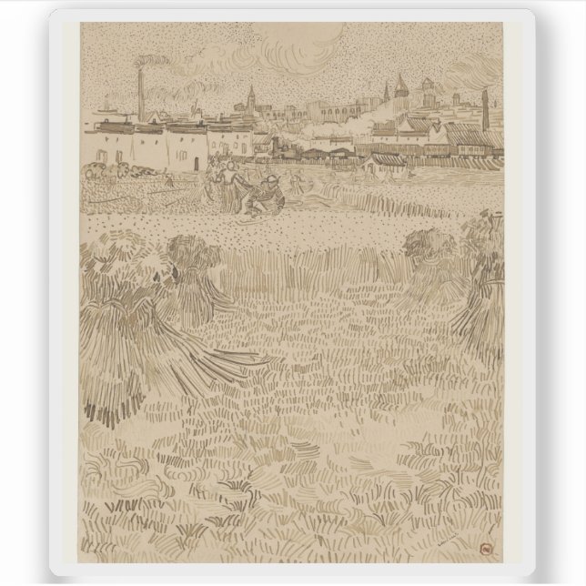 Adesivo Vincent van Gogh - Arles View dos Wheatfields (Frente)