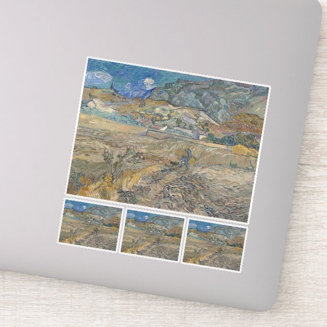 Adesivo Vincent Van Gogh, campo fechado com camponês (Detalhe)