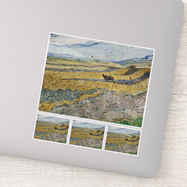 Adesivo Vincent Van Gogh, Campo fechado com Plowman (Detalhe)
