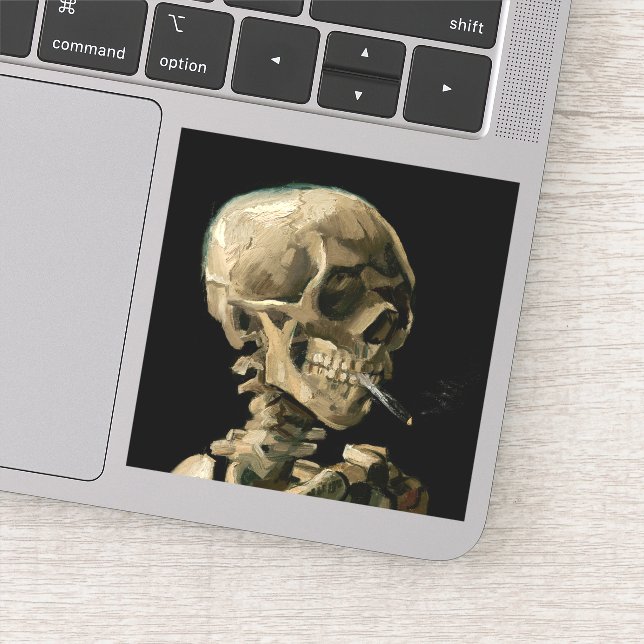 Adesivo Vincent van Gogh - Crânio com cigarro queimado (Detalhe)