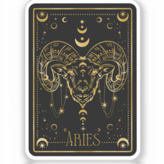 Adesivo Vinheta Astrológica Zodiac Black & Dourado Aries