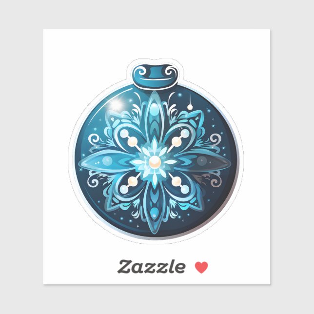 Adesivo Vinheta Azul Festiva para o Natal (Folha)