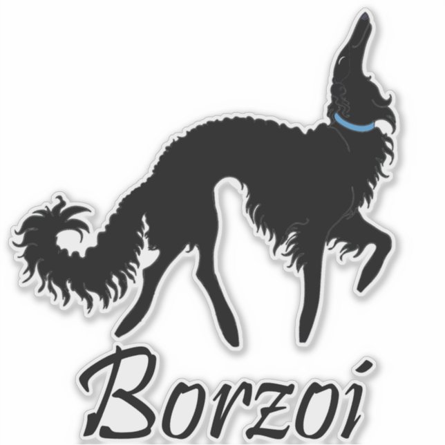 Adesivo Vinheta Borzoi do Balé Preto Cortado (Frente)