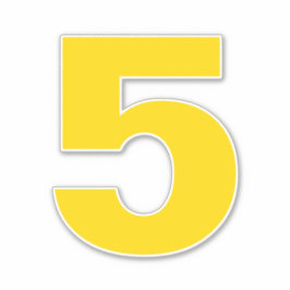 Adesivo Vinheta branca e Dourada número cinco