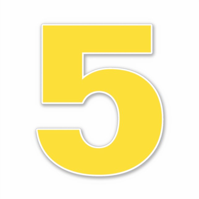 Adesivo Vinheta branca e Dourada número cinco (Frente)