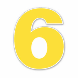 Adesivo Vinheta branca e Dourada número seis