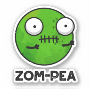 Adesivo Vinheta-canja Zombie Pea Pun-Halloween