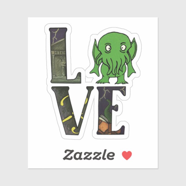 Adesivo Vinheta Cthulhu AMOR (Folha)