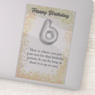 Adesivo Vinheta de 6 anos de aniversário feliz