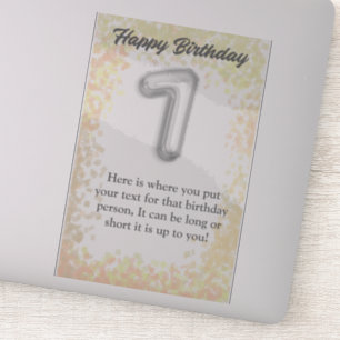 Adesivo Vinheta de 7 anos de aniversário feliz