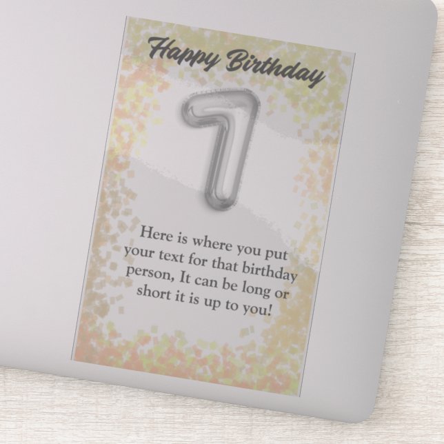 Adesivo Vinheta de 7 anos de aniversário feliz (Detalhe)