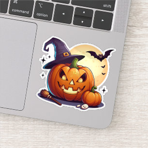 Adesivo Vinheta de abóbora de cartoon de Halloween