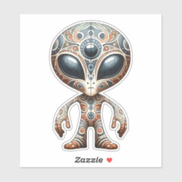 Adesivo Vinheta de Alienígena de Arte Folclada