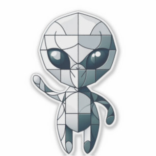 Adesivo Vinheta de Alienígena de Cubismo