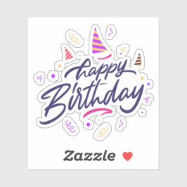 Adesivo Vinheta de aniversário feliz