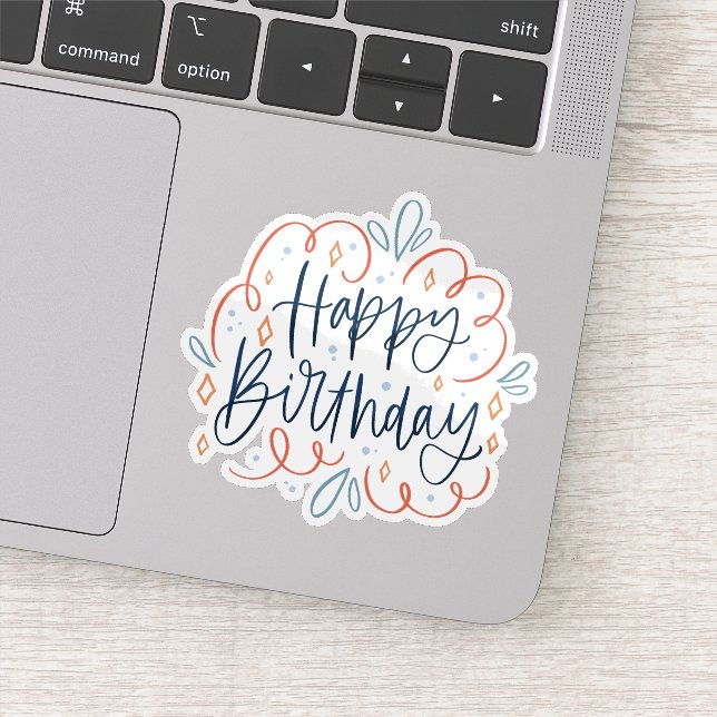 Adesivo vinheta de aniversário feliz (Detalhe)