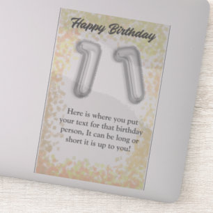 Adesivo Vinheta de aniversário feliz de 11 anos