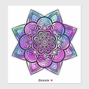 Adesivo Vinheta de Arte Mandala Geométrica Floral Multico