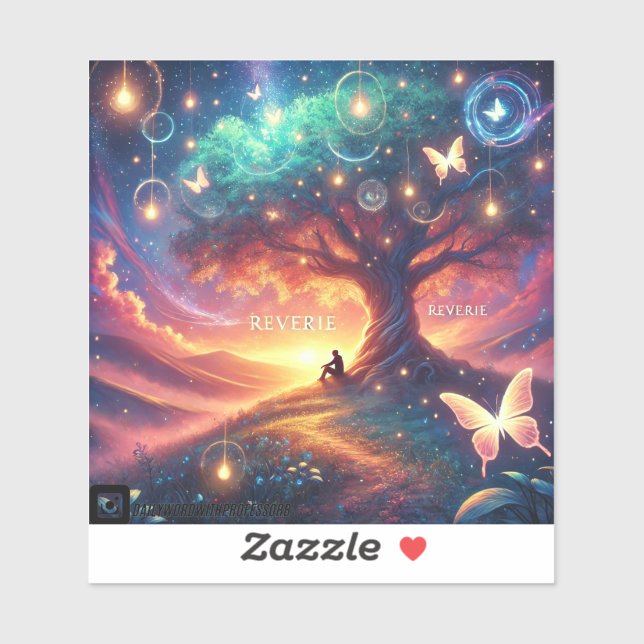 Adesivo Vinheta de arte sonhadora "Reverie" (Folha)