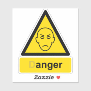 Adesivo Vinheta de aviso com paródia de perigo de raiva