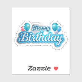 Adesivo Vinheta de balões voadores de aniversário feliz