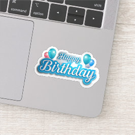Adesivo Vinheta de balões voadores de aniversário feliz