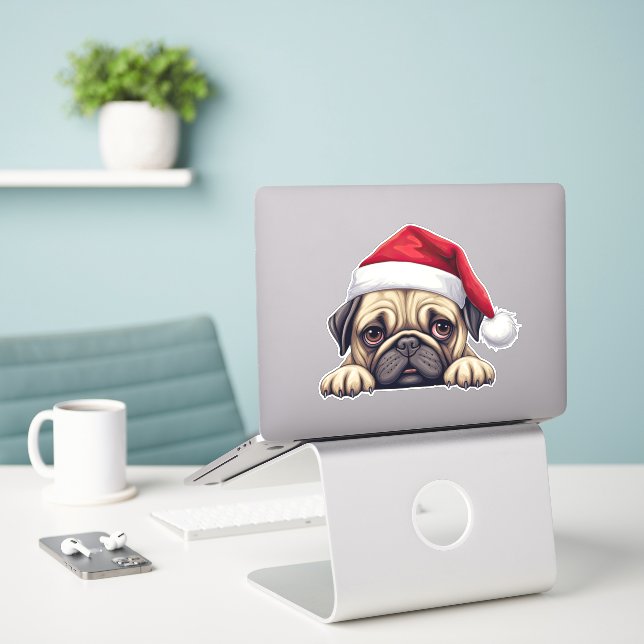 Adesivo Vinheta de Beijo de Natal Festivo (Laptop na mesa)