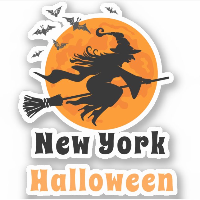 Adesivo Vinheta de Bruxas de New York Halloween (Frente)