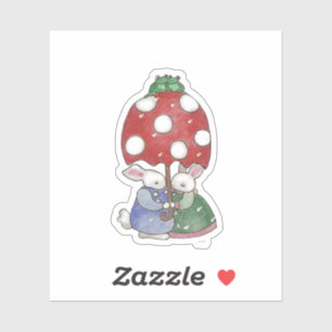 Adesivo Vinheta de Bunnies Chuva