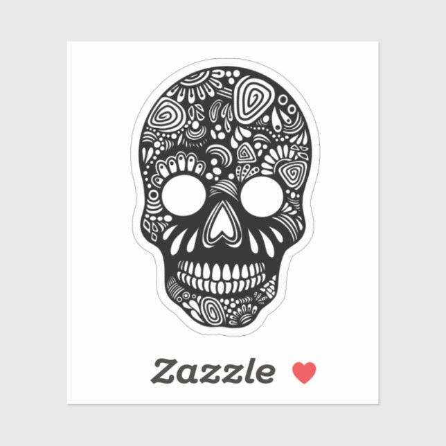 Adesivo Vinheta de cabeça branca e preta (Folha)