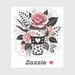 Adesivo Vinheta de café, Vinheta Floral