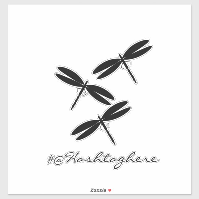 Adesivo Vinheta de Carro Script do Nome da Dragonfly Preta (Folha)