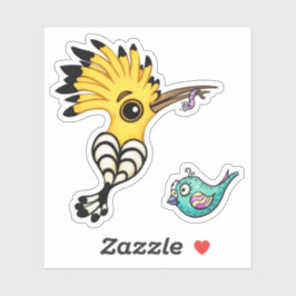 Adesivo Vinheta de Cartoon Hoopoe Bird