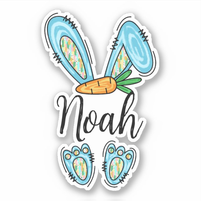 Adesivo Vinheta de Coelhinho de Páscoa Personalizada (Frente)